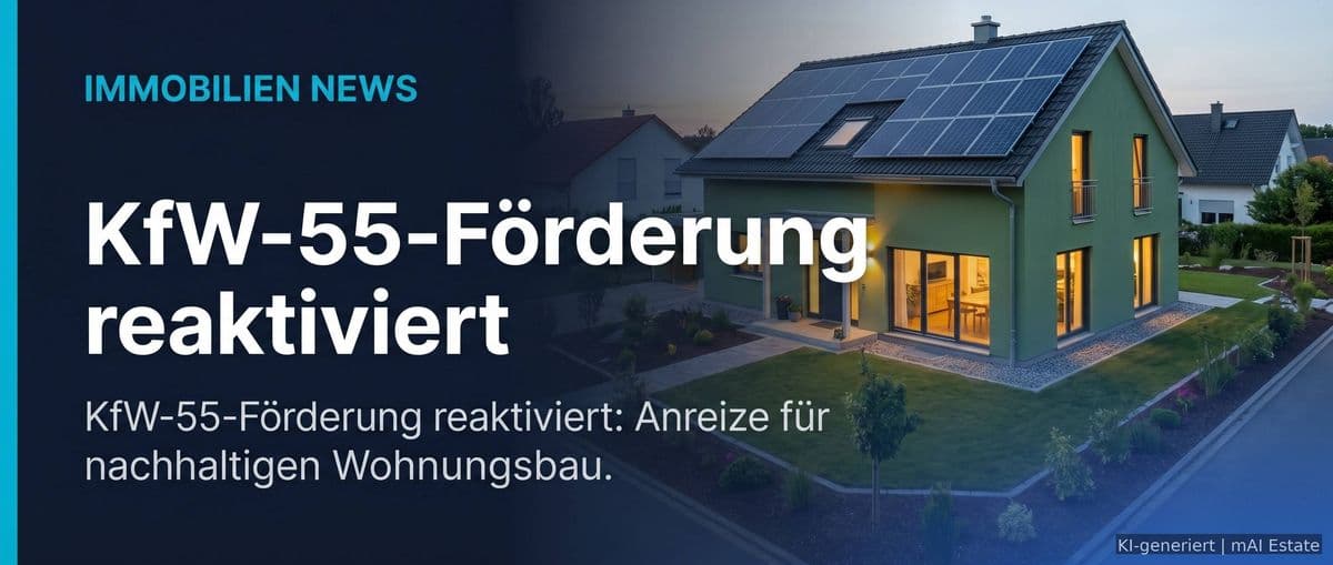 KfW-55-Förderung reaktiviert: Neue Chancen für nachhaltigen Wohnungsbau – Immobilienmarkt Deutschland | KI-generiert mAI Estate