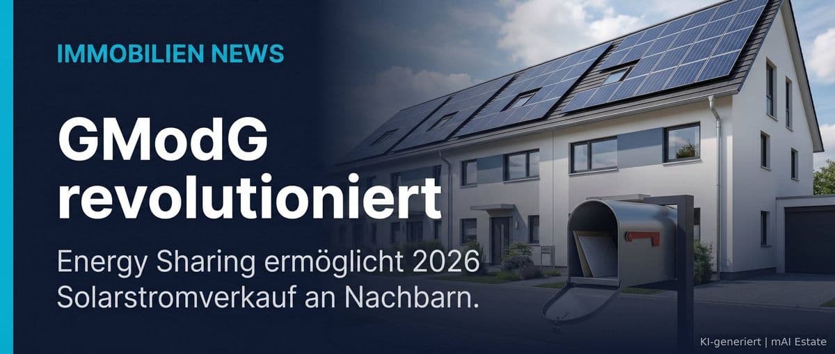 GModG revolutioniert Energiemarkt: Energy Sharing ermöglicht Solarstromverkauf an Nachbarn – Immobilienmarkt Deutschland | KI-generiert mAI Estate