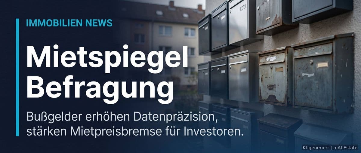 Mietspiegel-Befragung: Bußgelder bei Nicht-Antwort – Welche Auswirkungen hat das auf die Mietpreisbremse? – Immobilienmarkt Deutschland | KI-generiert mAI Estate