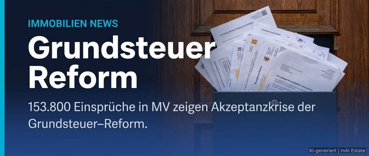 Grundsteuer-Reform unter Beschuss: Über 150.000 Einsprüche in MV – Auswirkungen für Immobilieninvestoren bundesweit – Immobilienmarkt Deutschland | KI-generiert mAI Estate