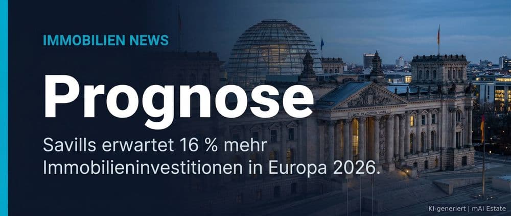 Prognose: Savills erwartet deutlichen Anstieg der Immobilieninvestitionen in Europa bis 2026 – Immobilienmarkt Deutschland | KI-generiert mAI Estate